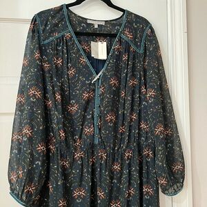 Anthro long floral patterned dress, flowy